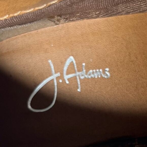 J. Adams Tan Leather Ankle Booties Fall Autumn Heeled Block Boots Size 6.5 - Picture 5 of 6